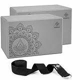 Overmont Yoga-Block, stützend, latexfrei, EVA-Schaum, weiche, rutschfeste Oberfläche für allgemeine Fitness, Pilates, Stretching und Meditation, 22,9 x 15,2 x 7,6 cm, Yoga-Gurt im Lieferumfang