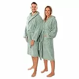 Lavea Mexico - Luxuriöser Bademantel mit Kapuze, 100% Baumwolle, Weich & Saugstark - Ideal für Spa & Zuhause, Unisex Design, Größe L, Eukalyptus