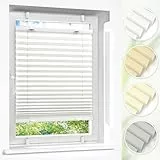 Victoria M. Easyfix Plissee Faltrollo ohne Bohren Plisseeanlage Klemmfix mit Klemmträger für Fenster und Türen, Größe: 85 x 200 cm, Farbe: Weiss