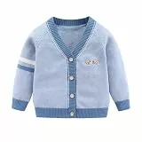 Fnaobai Kleinkind Baby Jungen Strickjacke kleine Jungen V-Ausschnitt Baumwolle Pullover Kinder Lange Ärmel Jacke Stricken Knopf Up für Herbst Winter