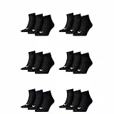 PUMA 18 Paar Unisex Quarter Socken Sneaker Gr. 35-49 für Damen Herren Füßlinge, Farbe:200 - black, Socken & Strümpfe:43-46