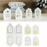 TREABEAR 4PCS Silikonform Häuser, Silikonform Haus, silikonform Mini Häuser, Silikon Formen Zum Gießen, Gießformen häuser, Gipsformen Zum Gießen, silikonformen Gießformen häuse