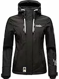 MARIKOO Damen Softshelljacke Übergangsjacke mit Kapuze Kleinezicke Schwarz Gr. L