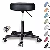 Zedelmaier Rollhocker höhenverstellbar, Bürohocker mit Gummirollen, 360° drehbar Hocker mit Rollen & 10 cm Polsterung, Sitzhocker Werkstatt, Drehhocker ergonomisch, Sitzhöhe 44–58 cm, Schwarz