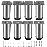Youery 8 Stück 50 x 100 mm Verstellbare Möbelfüße,Edelstahl Möbelfuß,Tischbeine Möbelbeine,Sockelfüße Tischfuß Couchfüße Bettfüße,Einstellbare Höhe 0-15 mm,belastbar bis 160 Kg (mit Schrauben)