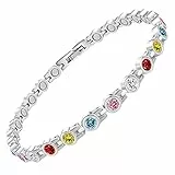 JEROOT Fußkettchen für Damen Silberfarben - Magnetarmband Damen Edelstahl - Magnet Zirkonia Fußkette Verstellbar 27cm - Geschenke für Frauen/Mama/Mutter