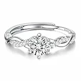JeweBella 925 Sterling Silber Ringe für Damen Verstellbarer Verlobungsring Eheringe Glänzend Cubic Zirkonia Fingerring Trauringe Engagement Promise für Frauen Paar Schmuck