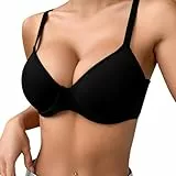 Damen T-Shirt BH mit Bügel Push Up Gepolstert Bralette Atmungsaktiv Bequemer Softschalen BHS Dünn Schlaf-BH Klassische Top Verstellbarer Schultergurt Große Größe