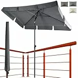 4smile Sonnenschirm Balkon 200 × 125 cm, Sonnenschirm rechteckig mit UPF 50+, 45° knickbar & höhenverstellbar, Balkonschirm inkl. Sonnenschirmhülle, Sonnenschutz Balkon in Anthrazit