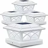 Siedinlar Solar Pfostenkappen Licht, 2 Lichtmodi Solar Pfostenleuchten 7x7 8x8 9x9 12x12 Holzpfosten for Zaun Hof Garten Dekorative Außenbeleuchtung Weiß（4 Stück）