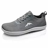 WateLves Breite Barfuss Schuhe Damen Barfußschuhe Herren Minimalistische Traillaufschuhe Leichte Atmungsaktiv Walkingschuhe Fitnessschuhe(Grau,40EU)