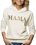 Mama Pullover personalisiert mit 2 Kindernamen, Damen Kapuze Pulli Hoodie Namen von der 1-3 Kinder, Kapuzenpullover Kapuzenpulli Baumwolle für Frauen Mutter Frühling Herbst, Geschenk zum Muttertag