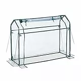 Relaxdays Foliengewächshaus, PVC-Folie, aufrollbare Tür, HxBxT: 92 x 124 x 42 cm, Frühbeet mit Stecksystem, transparent