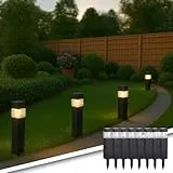 RexTech Solarleuchten Garten Außen 8 Stück, Solar Wegeleuchten LED Warmweiß 3000K, Gartenleuchten mit Erdspieß, Solar Gartenlampen für Weg Rasen Terrasse, Schwarz