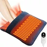 SANHSEHOME 48 x 48 cm Fußwärmer elektrisch Doppelheizung Fußheizung mit 6 Heizstufen & 3 Timer, schnellheizend, waschbar, automatische Abschaltung, Fusswärmer mit Strom für Bett, Büro, Zuhause (Blau)