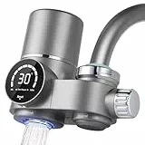 HOTUT Wasserfilter für Wasserhahn, Edelstahl Leitungswasserfilter, Wasserfilter Trinkwasser Mit Blaulicht, Trinkwasserfilter für Entfernt Chlor, Schwermetalle und Schlechten Geschmack