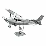 Metal Earth Fascinations MMS045 Metallbausätze - Leichtflugzeug Cessna 172 Skyhawk, lasergeschnittener 3D-Konstruktionsbausatz, 3D Metall Puzzle, DIY Modellbausatz mit 1 Metallplatine, ab 14 Jahre
