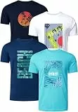 FULL TIME SPORTS Herren T-Shirt 4er Pack, 100% Baumwolle, Kurzarm, Rundhals, Bedruckt PRINT-003-PACK-6-M