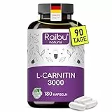 L-Carnitin Kapseln Hochdosiert - 180 Vegane Kapseln, 3000 mg L Carnitin Tartrat pro Tagesdosis - Premium Qualität & Laborgeprüft - Reine, Stabilste Form für Optimale Aufnahme