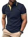 zitysport Poloshirt Herren Kurzarm Shirt Atmungsaktives Golf Polo Shirt Männer Sommer Shirts Sport Basic Slim Fit Tshirt mit Brusttasche Polohemd(Marineblau-L)