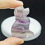 AITELEI 2 'Regenbogen Fluorit Kristall Hund Statue, handgeschnitzte Edelstein Hund Dekor Heilung Kristall Tier Figur Tasche Steine Dekoration