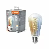 LEDVANCE SMART+ WIFI LED-Lampe, Weißglas, 8W, 806lm, Edison-Form mit 64mm Durchmesser & E27-Sockel, regulierbares Weißlicht (2700-6500K), dimmbar, App- oder Sprachsteuerung, 15.000 Stunden Lebensdauer
