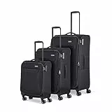 Travelite 4-Rad Koffer Set Weichschale, Größen L/M/S, Serie Chios Trolley Set in Zeitloser Optik, Handgepäck erfüllt IATA Bordgepäck Maß