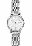 Skagen Signatur Uhr für Damen, Quarzwerk mit Edelstahl- oder Lederarmband, Silberton und Weiß, 30MM