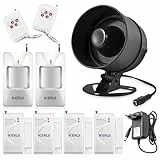 Alarmanlage Haus, Tür Alarmanlage Wohnung 115dB mit 4 Türalarm 2 Bewegungsmelder Aussen 2 Fernbedienung 1 Sirenenhorn, Fenster Einbruchschutz Ring Alarm für Tür Fenster, Wohnmobil, Garage, Shed