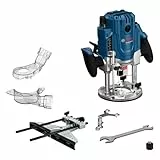 Bosch Professional kabelgebundene Oberfräse GOF 20-12 (2000W, inkl. Staubabsaugung, Rollenführung und Parallelanschlag, Zentrierstift, Steckschlüssel, Spannzangen-Set 12 mm, 8mm, 1x Kopierhülse)