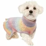 Lelepet Weihnachten Hundepullover, Winter Warm Hundepulli Sweater für Große Hunde, Weich Hundemantel Jacke Winterpullover, Rollragen Stickwolle Katzenpullover Haustier Winterkleidung, Rosa XL