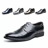 Anzugschuhe Herren Oxford Derby Schuhe Brogues Lederschuhe Hochzeitsschuhe Schnürhalbschuhe Klassischer Business Schnürschuh 1015 Schwarz Größe 38