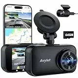 Avylet 4K/2.5K+1080P Dashcam Auto Vorne Hinten, 5GHz WiFi Dual Autokamera mit 64GB SD Karte, ADAS, 2,7' IPS, 24H Parküberwachung, 170° Weitwinkel, externem GPS, Nachtsicht, WDR, G-Sensor, OTA-Update