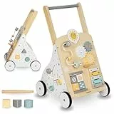 Mamabrum Lauflernwagen aus Holz mit Multifunktionalem 8in1 Spielcenter – Motorikspielzeug für Kleinkinder, Stabile Konstruktion, Xylophon und Zahnräder