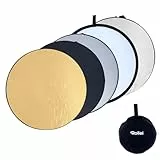 Rollei Profi 5 in 1 Faltreflektor 80 cm - Runder Faltreflektor mit verschiedenen Bezügen (Diffusor und Silberner-, Goldener-, Weißer- und Schwarzer Reflektor), für Portrait- und Produktfotografie