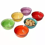 MamboCat Uni bunt 6er Set Snack- & Dip-Schälchen I runde Kompottschalen I Ø 12cm Backform I kleine Dessertschüsseln Buddah Bowls I buntes Steingut-Geschirr I farbenfrohe Fingerfood Schalen 200ml