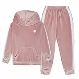 JiAmy Mädchen Bekleidungssets 2-teiliges Outfit mit Kapuze, weicher Jogginghose und Sweatshirt, Samtweiches Sportset für Mädchen