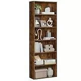 VASAGLE Bücherregal, 6-stöckiges Regal, offenes Aufbewahrungsregal, Standregal, 24 x 60 x 178,5 cm, für Wohnzimmer, Homeoffice, Esszimmer, vintagebraun LBC169K01