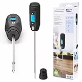 Xavax Fleischthermometer digital und kabellos (Küchenthermometer zum Braten, Kochen, Backen, Grillen, Babynahrung, Bratenthermometer für ideale Kerntemperatur, Edelstahl, bis 300 °C) schwarz