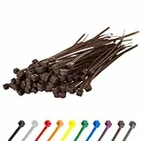 Gocableties Kabelbinder 100 Stück Braun, 100 mm x 2,5mm mit 8,1 kg Zugfestigkeit, kleine Größe, dünn, UV Beständig Set