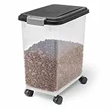 Iris Ohyama, KatzenfutterAufbewahrung mit Rollen, 30L/11kg, Schwarz, Luftdichte Futterbox, Trockenfutter, Futterbehälter, Für Hunde, Katzen, Tierfutterbehälter, BPA-frei, Futtertonne, MP-8