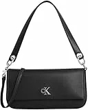 Calvin Klein Damen Schultertasche Minimal Monogram Pouch mit Logo, Schwarz (Black), Einheitsgröße