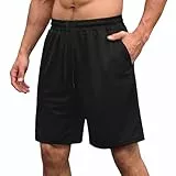 AMIYOYO Sporthose Herren Kurz Hosen Sommer Shorts Schnelltrocknend Leicht Sport Trainingshose Laufhose Gym Jogginghose Mit Taschen(L,ASchwarz）