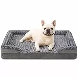 KSIIA Hundebett Kleine Hunde Orthopädisches, Bezug der Basis und Armlehnen abnehmbar waschbar, Wasserdicht Innenfutter, Hundesofa Hundekorb, erhöhte Ränder, rutschfeste Unterseite, Hundecouch grau