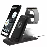 SPGUARD Induktive Ladestation für Google,Ladestation 3in1 Kompatibel mit Google Pixel 8/8Pro/7/7a/Fold/7Pro/6/6Pro/5/4/iPhone/Galaxy,Drahtloses Ladegerät Ladeständer für Google Pixel Watch/Buds Pro