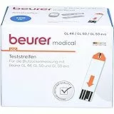 Beurer Blutzucker-Teststreifen zur Verwendung mit GL 44, GL 50 und GL 50 evo, 100 Stück (2 x 50er Dose), zur Eigenanwendung geeignet, geprüfte Teststreifen-Qualität