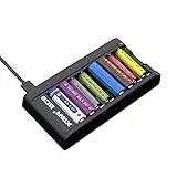XTAR BC8 8 Steckplätze Ladegerät 1.5V Lithium Akku 1.2V NI-MH Batterie AA AAA Universal Ladegerät QC3.0 Typ-C Schnellladegerät AAA AA Wiederaufladbares Akku Ladegerät Intelligentes Ladegerät sicher