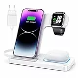 DUMTERR 3 in 1 Apple Ladestation für Apple Watch und iPhone iPod, iPhone Ladestation für iPhone 17 16 15 14 13 Pro Max, Wireless Charger für iWatch/AirPods - Faltbare & Tragbare Kabelloses Ladegerät