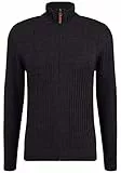 Blend Oteros Herren Strickjacke Cardigan Grobstrick mit Stehkragen, Größe:L, Farbe:Black (194007)