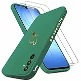 Handyhülle für Samsung Galaxy A17 5G Hülle mit 2 Stück 9H Panzerfolie Schutzglas, Samsung Galaxy A17 Hülle Fashion Gold Herz Muster Kameraschutz Weich TPU Silikon Schutzhülle Case - Grün